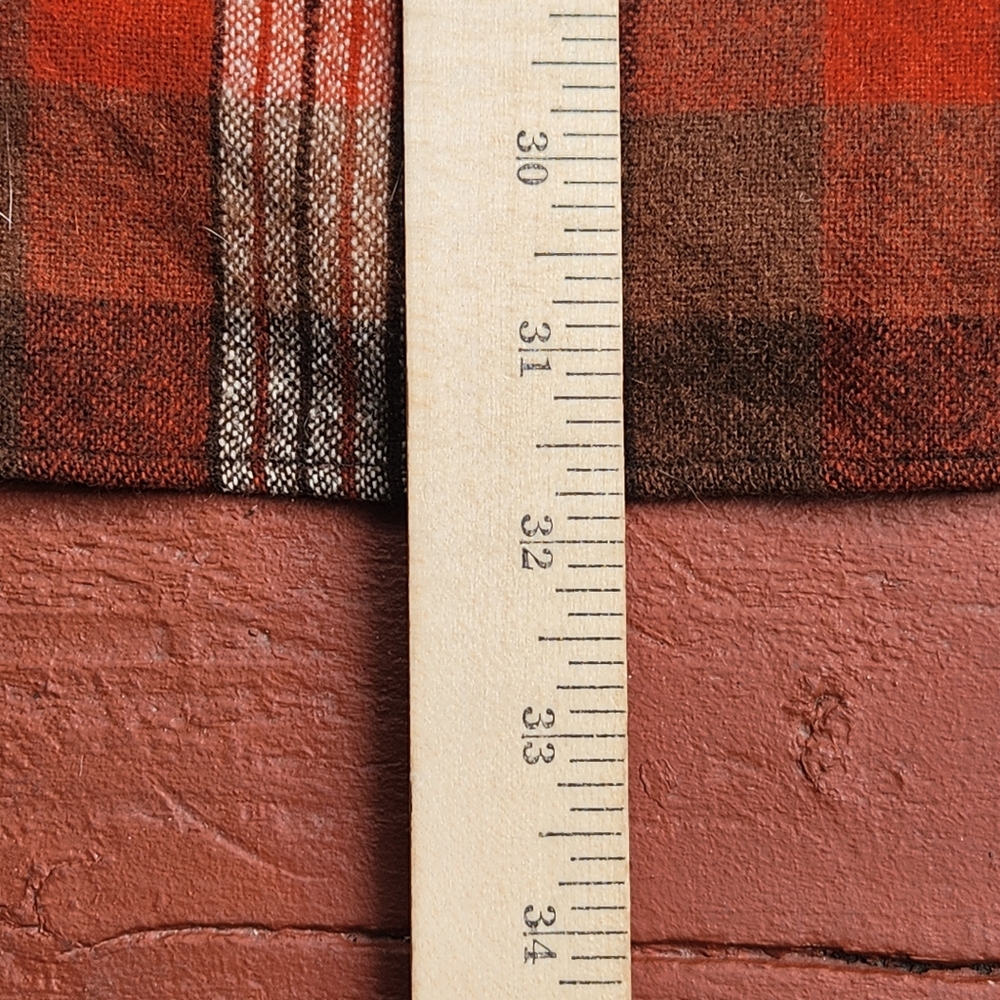 Vintage PENDLETON Men’s Shirt Shacket Size 15 1/2 Orange Plaid Tartan Wool 80s - Picture 8 of 8
